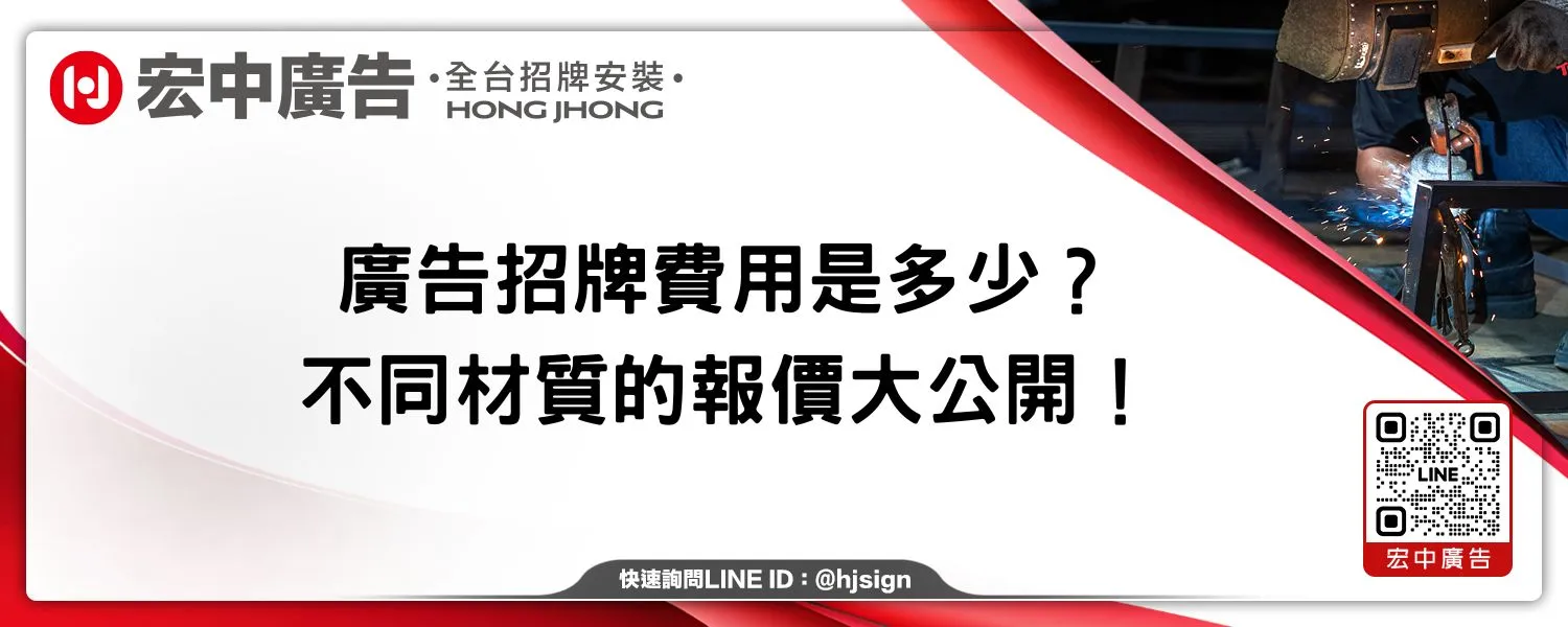 廣告招牌費用是多少？不同材質的報價大公開！