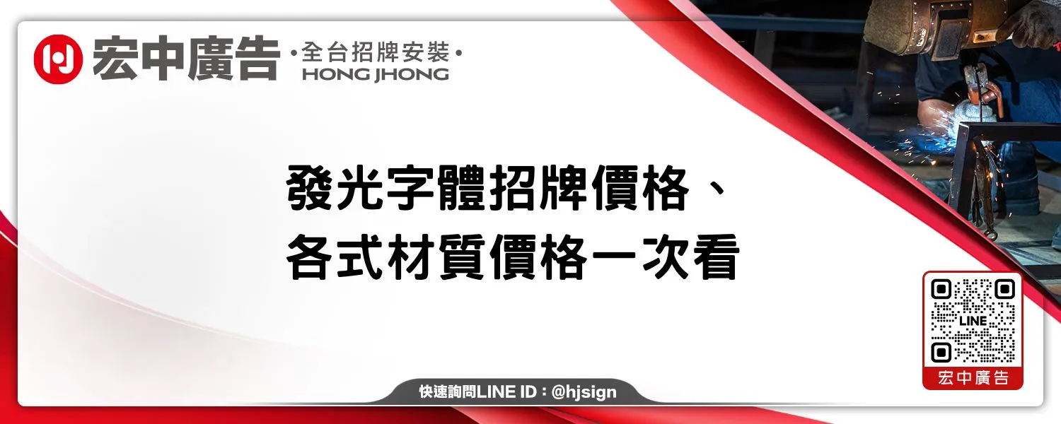 發光字體招牌價格、各式材質價格一次看
